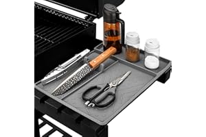 SEZBAIFLES Griddle Silicone Grill Spatula Mat Tools Accessories for Blackstone, Large Heat Resistant Side Shelf Mat Grill Pad with Drip Pad for Outdoor BBQ Kitchen Counter, Easy to Clean BBQ Gifts for Men