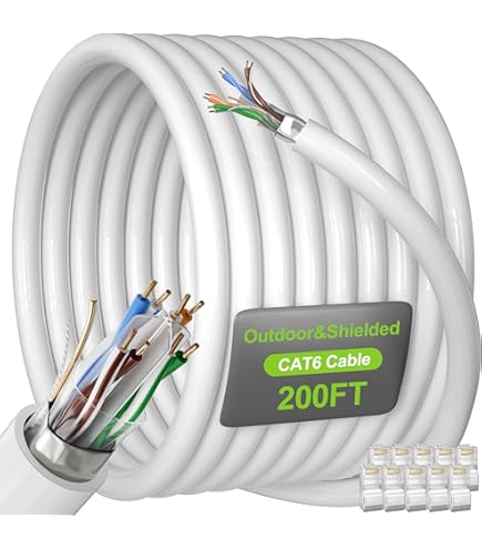 ネット　２３，５ｍ×９，２ｍ J Tech Digital 300ft CAT6A Ethernet Cable SF/UTP Solid Pure
