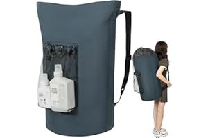 WOWLIVE Laundry Bag Backpack,115L Extra Large Travel Laundry Hamper Bag with Mesh Pocket & Adjustable Shoulder Straps Laundry basket bag for College Dorm,Laundromat,Apartment,Students (Dark Grey)