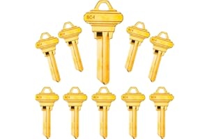 WAH YUE HING Brass Finish Uncut Key Blanks, SC4 (6SH1) Blank Keys, SC4 Key Blanks 6 Pin (10-Pack)