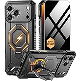 TONGATE for iPhone 17 Pro Max Case with 360° Spin Magnetic Stand, [Compatible with MagSafe][Military-Grade Protection] with Privacy Screen Protector & Camera Control Cover for iPhone 17 ProMax, Black