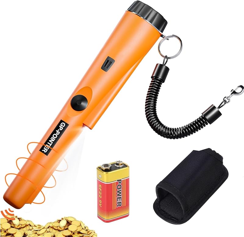GLOBAL TECH Metal Detector Pinpointer IP66 Waterproof 360° Scan Orange