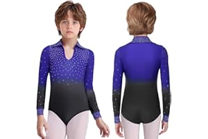 YONGHS Boys Gymnastics Bodysuit Shiny Rhinestone Latin Jazz Dancewear Tank Unitards Modern Figure Skating Leotard