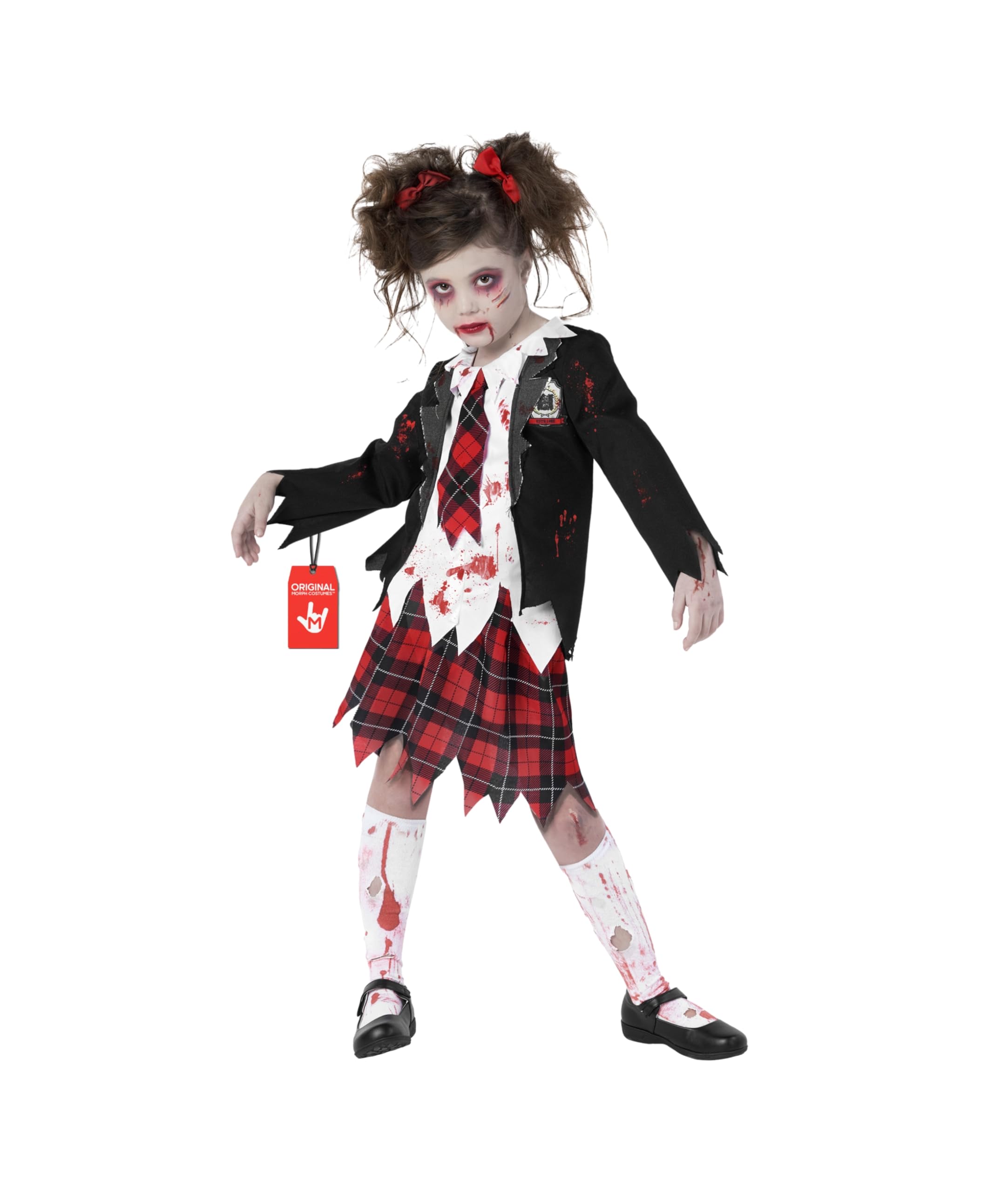 Morph Zombie School Girl Halloween Costume, School Girl Zombie Costume Kids, Scary Costumes For Kids, Halloween Costumes For Girls L