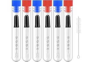 6Pcs 1ml Dropper,Eye Dropper Bent & Straight Tip,Glass Dropper with Measurements,Pipette Dropper for A Essential Oils, Ear, L