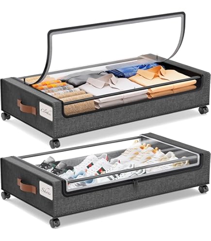 Rolling Storage Bins Large Under Bed Shoe Storage Clothes Storage