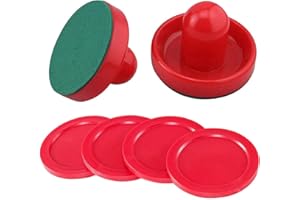 GIYOMI Light Weight Air Hockey Red Replacement Pucks & Slider Pusher Goalies for Game Tables, Accessories,Equipment (2 Striker, 4 Puck Pack)