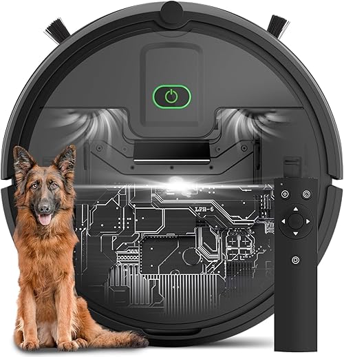 ENCHE Robot Vacuum Cleaner, 2000Pa Powerful Sunction Robot Vacuum with Remote Control,Automatic Self-Charging,Long Run Time,Slim&Quiet Robotic Vacuum Cleaner for Carpet Pet Hair