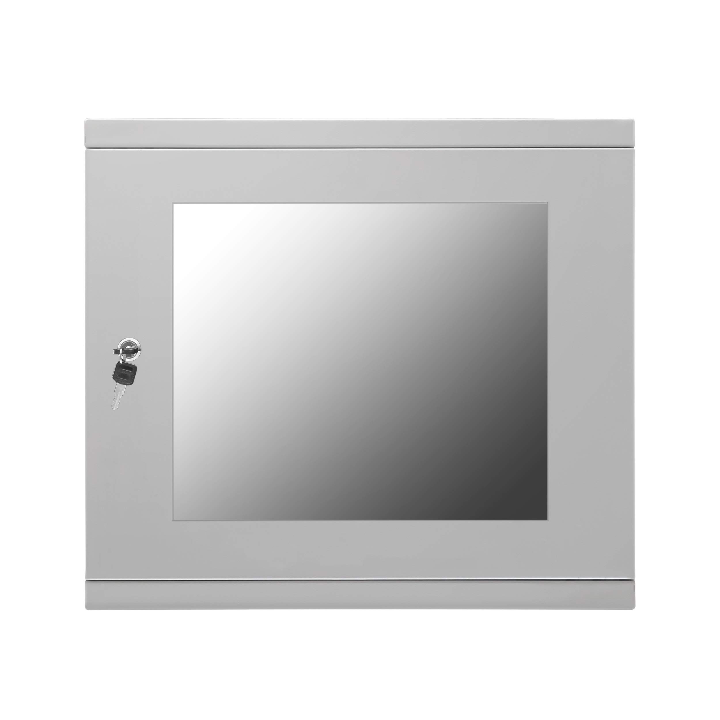LMS Data Server Rack Data Cabinet - 9U 450mm Deep Wall Mounted 19 Inch Grey Storage Rack for Home, Office, Server Room Computer Equipment with Glass Door, Removable Side Panels, Front-Rear Lockable