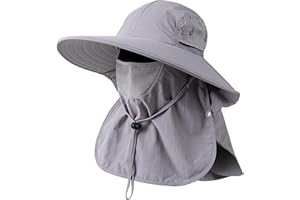 HEEHIPOO Mens Women Fishing Hat UPF 50+ Wide Brim Sun Hat with Face Cover & Neck Flap