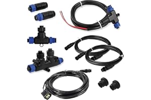 Baieasy NMEA 2000 Starter Kit for Yamaha Outboard Engine 2006-2023 Bundle, Marine Grade NMEA 2000 Backbone Cables Drop Cables Tees Terminators for Lowrance Garmin Replace# 000-0120-37 3004.6865