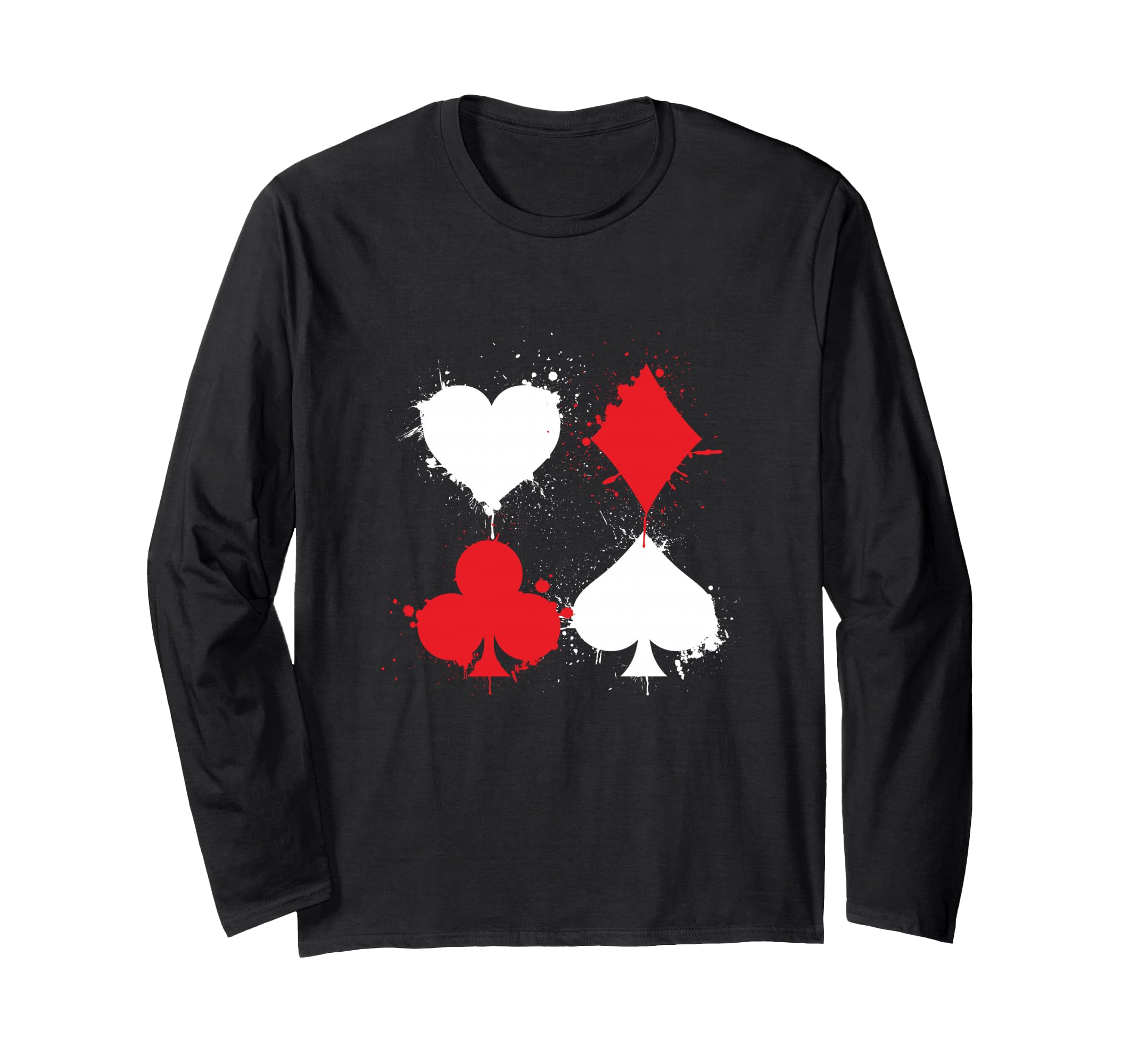 Playing Cards Poker Heart Spade Diamond Club Long Sleeve T-Shirt