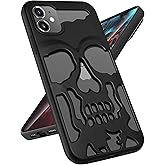 Lotadilo for iPhone 11 Case for Men, Women Cool Skull Skeleton Funny Gothic Hollow Cases for Boy Girls, Fashion Hollowed Designer Matte Shockproof Goth Cover for iPhone 11 Black
