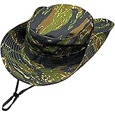 Camo Boonie Hat for Men Women, Military Tactical Wide Brim Bucket Hats, UPF50+ Jungle Sun Hats for Fishing Hunting Safari