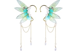 FRESHME Butterfly Elf Ear Cuffs - Handmade Fairy Wings Earrings Non Piercing Ear Clips Women Christmas Cosplay Accessories
