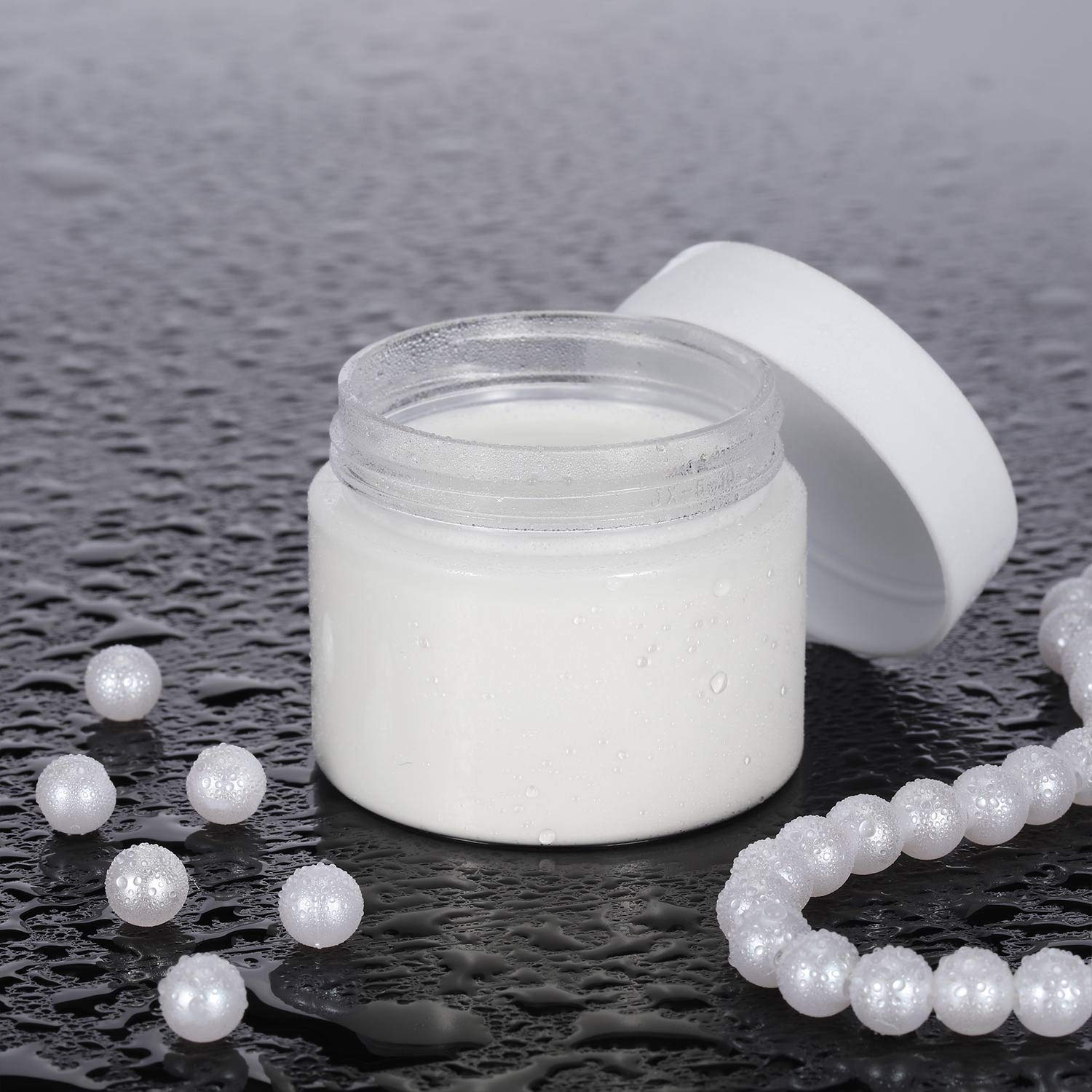 6 Pack 1 oz Plastic Pot Jars Round Clear Leak Proof Plastic Cosmetic Container Jars with White Lids for Travel Storage Make Up, Eye Shadow, Nails, Powder, Paint, Jewelry(1 oz) : Beauty