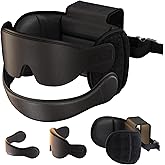 SARISUN Travel Pillow Combo with Chin Strap, Airplane Pillows with 3D Eye Mask for Sleeping, 360° Support Plane Head Strap for All Plane Seats, Long Flights Essentials, Stop Bobblehead, Black