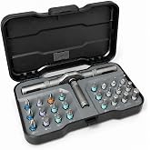 YrouGra 24 in 1 Magnetic Ratchet Screwdriver Set with Detachable T-Handle | S2 Steel Bits, Portable Compact Case, DIY Combination Flexible Shaft for Electronics, Appliances, Furniture, Home Repair