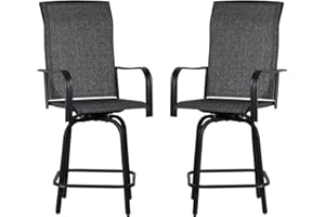 JMGJOY Outdoor Swivel Bar Stools Set of 2, 26.6" Counter Height Patio Bar Chairs with Metal Frame & Textilene Fabric, for Patio, Deck, Garden