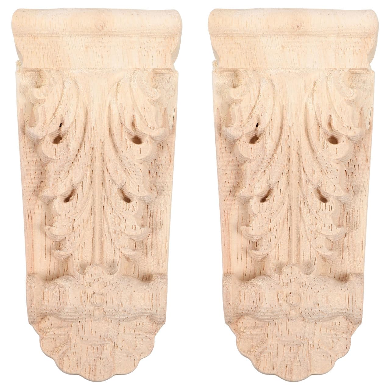ORFOFE Wooden Corbels Decorative Corner Moulding Trim Solid Wood Roman Column Flower Onlay Applique 4.33X1.89X0.79In for Home Interior Decoration