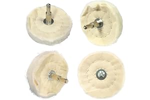 BANMO ABRASIVE 3 Inch Buffing Wheel for Drill, Buffing Pad Cotton Polishing Wheel with 1/4" Handle, Wheel Shaped Polishing Tool for Metal Aluminum, Stainless Steel, Chrome, Jewelry, Wood, Plastic, Ceramic 4PCS
