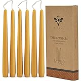 Natural Beeswax Taper Candles 10"- Beeswax Candles Set 6 Pack, Yellow