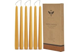 DEYBBY Natural Beeswax Taper Candles 10"- Beeswax Candles Set 6 Pack, Yellow