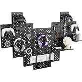 PEGZONE Controller and Headphone Holder Wall Mount, 14pcs, Black | Modular Gaming Pegboard with Accessories, Controller Stand, Disc Shelf Organizer