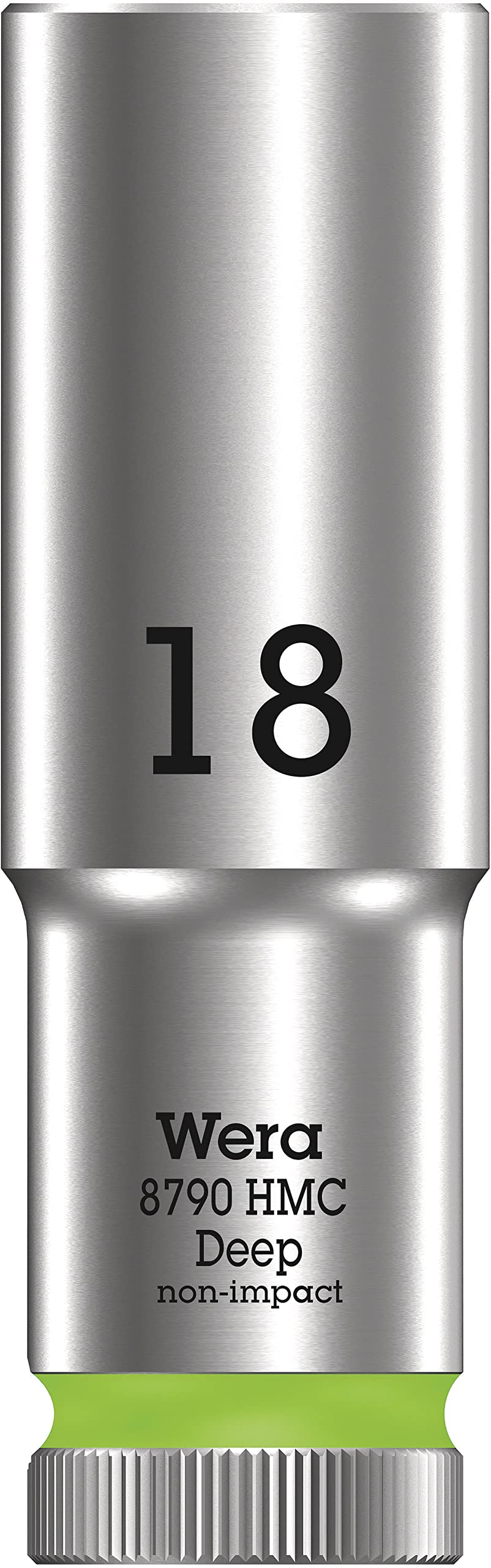Wera 05004558001 8790 HMC Deep Socket, Fluorescent Green, 18.0 mm