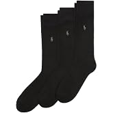 POLO RALPH LAUREN Men's Super Soft Flat Dress Crew Socks, 3 Pairs | Authentic Polo Ralph Lauren, Lightweight Comfort, Reinforced Heel-Toe, Odor Resistant, Gift for Any Occasion