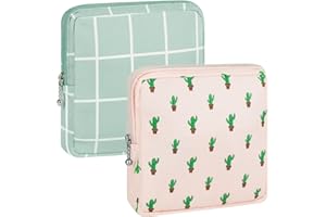 AIROGYM 2 Pack Period Bag for Teen Aged Girls, Sanitary Napkin Storage Bag, Functional Waterproof Sanitary Pads Bags for Panty Liners, Tampons, Menstrual Cups Pouches, Sanitary Pads Organizer with Zipper