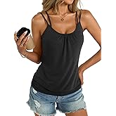 EasyGala Womens Banded Bottom Spaghetti Strap Tank Top Scoop Neck Pleated Camisole Tops Summer Sexy Sleeveless Shirts Dressy