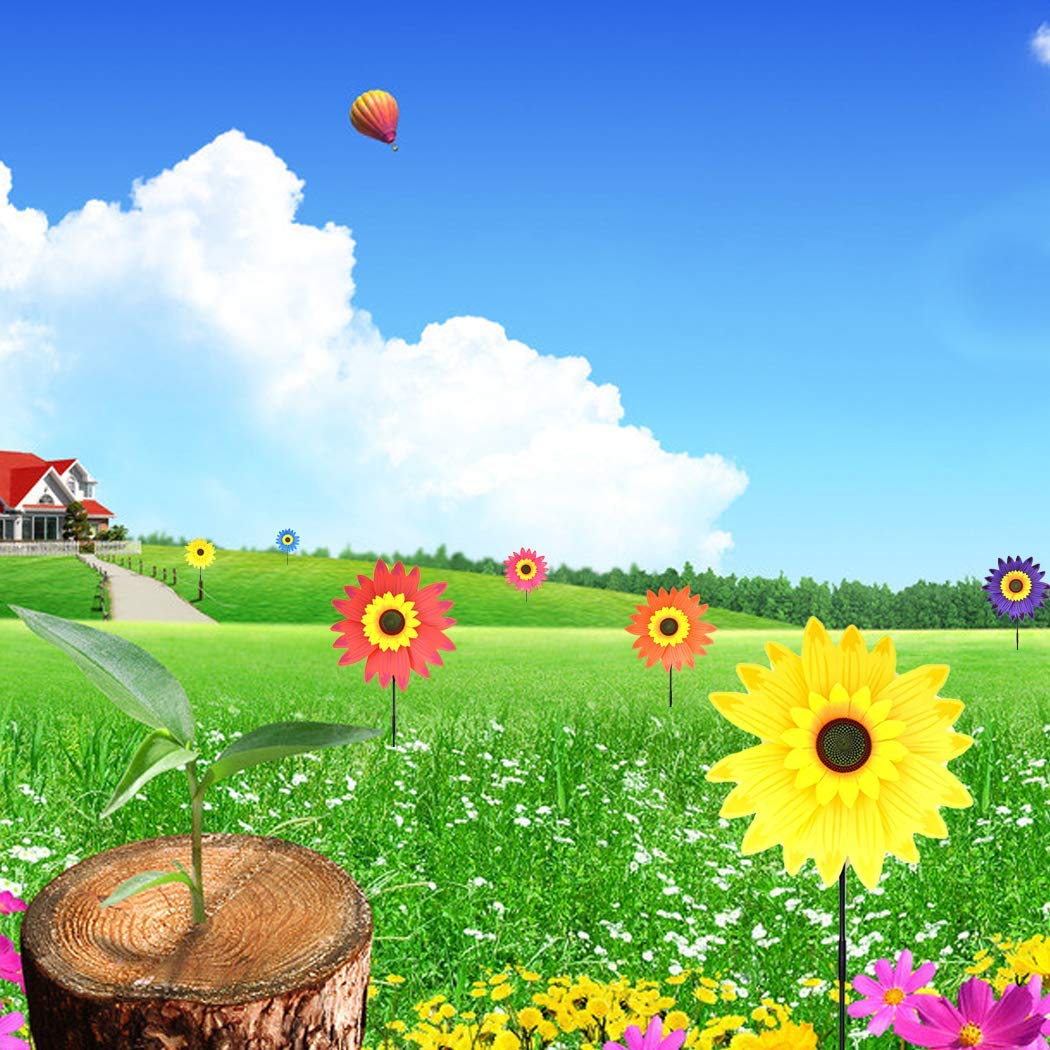 B bangcool Sunflower Garden Spinner Lawn Pinwheels Wind Spinners Sunflowers Garden Party Pinwheel Wind Spinner for Patio Lawn & Garden（6PCS）