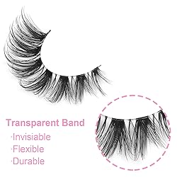 False Eyelashes Clear Band Natural Lashes Wispy Cat