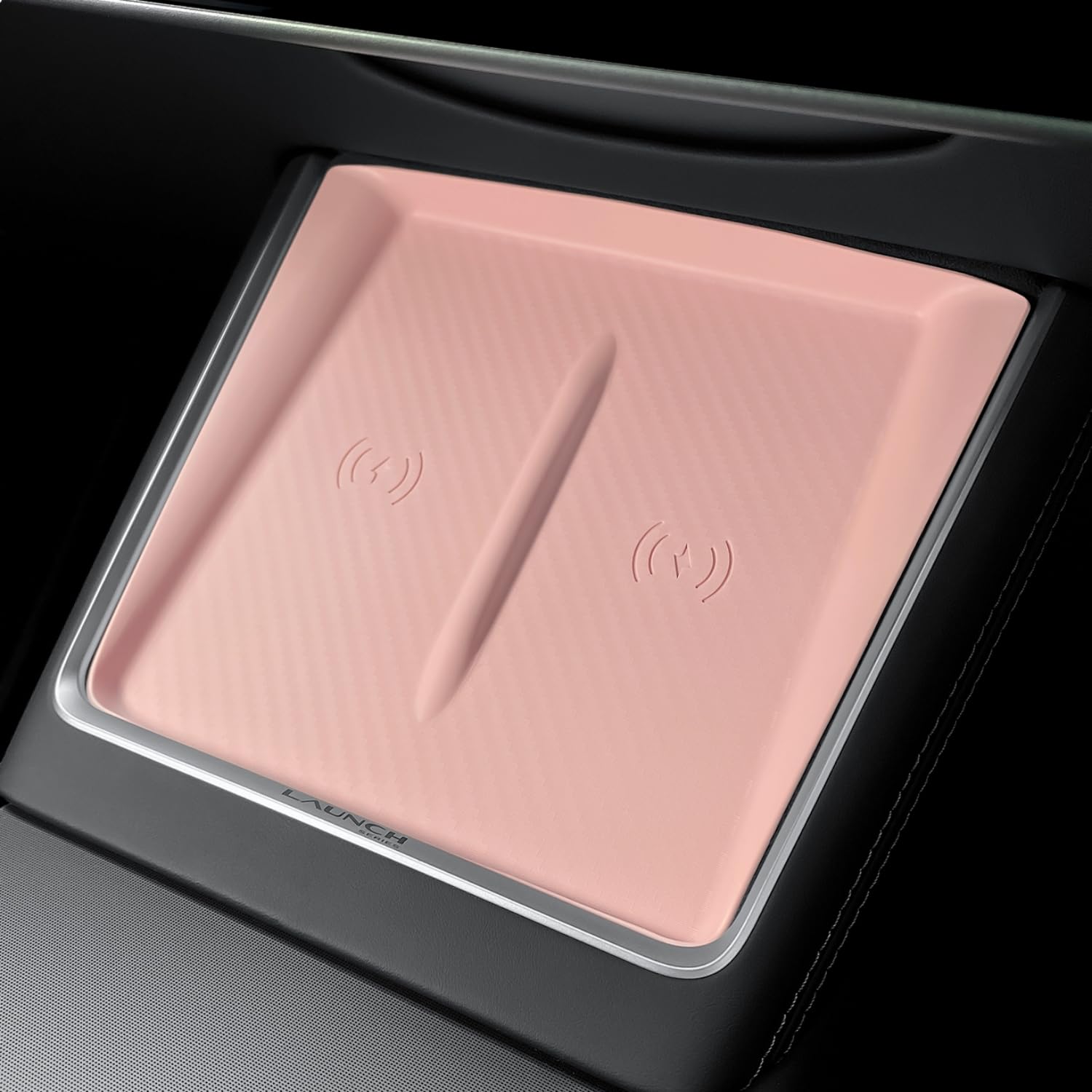 Photo 1 of ernica Center Center Wireless Charger Silicone Cover Designed for Tesla Model Y Juniper 2025-2026,Anti-Slip Silicone Mat for Model Y Juniper Center Console Light Pink