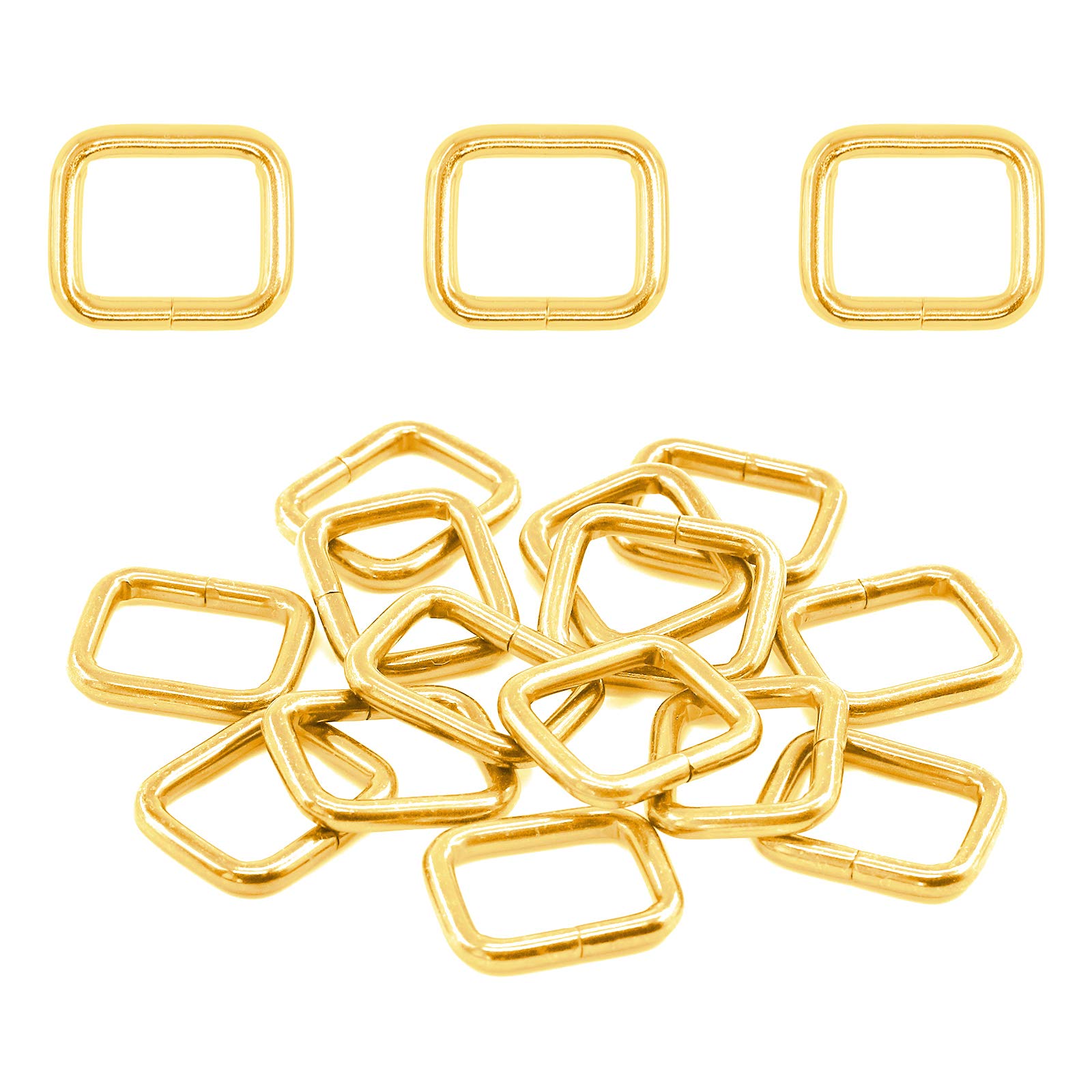 Swpeet 60Pcs 3/4 Inch - 20mm Gold Metal Rectangle Ring, Webbing Belts Buckle Metal Rings for for Belt Bags DIY Accessories Keychains Belts and Dog Leash(Gold, 3/4 Inch)