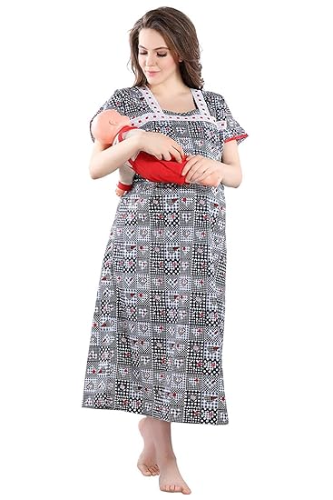 PIU Women's Front Open Long Zipper Nighty