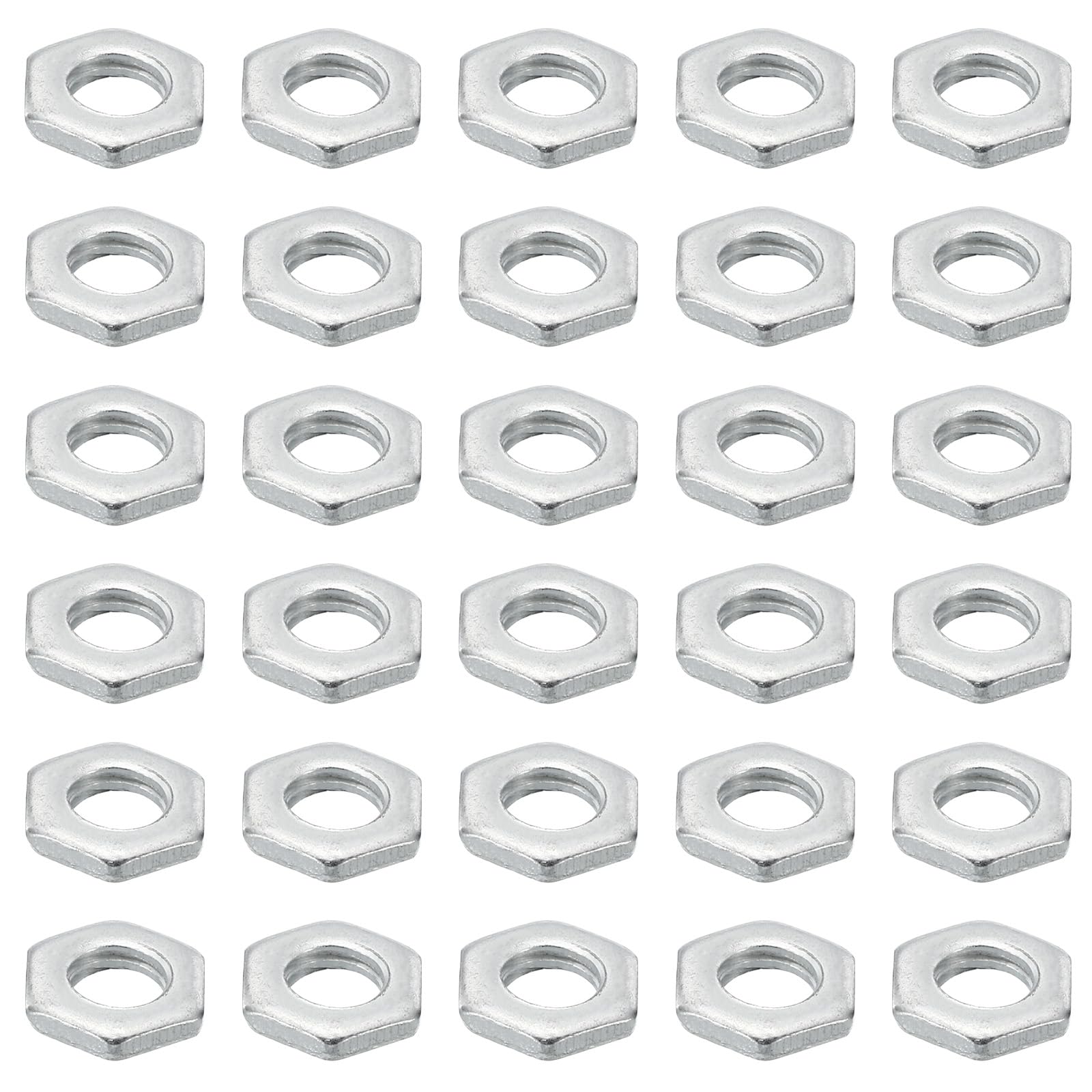 PATIKIL M6x1 Steel Hex Nuts, 100 Pack Metric Thread Zinc Plated Finished Hardware Nuts Screw Bolt Fasteners for Lamps Machinery Repair 2mm Height