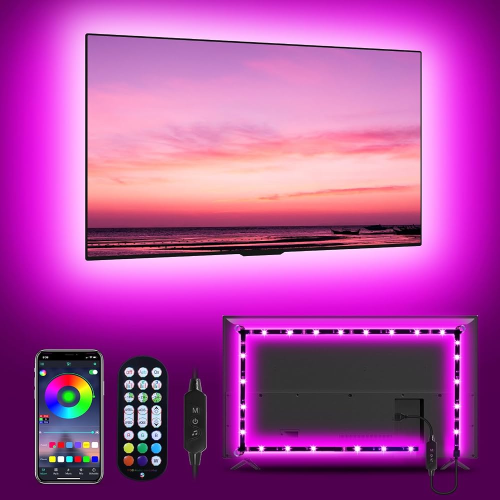 MATICOD LED TV Lights 5M 55-70in Color Changing with Remote App Bluetooth