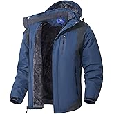 SPOSULEI Mens Skiing Jackets with Hoode Snowboarding Waterproof Fleece Liner Coats Windproof Winter Raincoat Multi Pockets