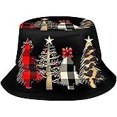 Christmas Theme Bucket Hat Unisex Sun Hat Fisherman's Cap for New Year Festive Holiday Party
