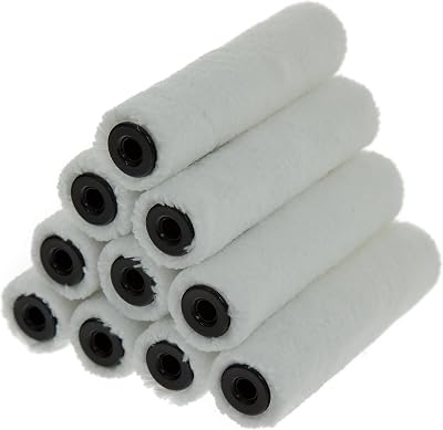 Coral 4 in Mini Roller Covers 10 Pack 5mm Short Pile Microfibre White