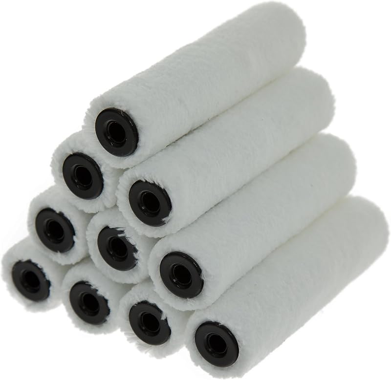 Coral 4 in Mini Roller Covers 10 Pack 5mm Short Pile Microfibre White