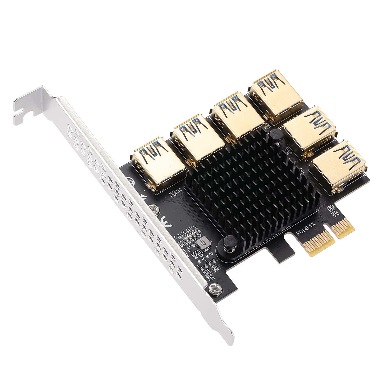 MZHOU PCIe Express 1x zu 6 USB Port Card,Pcie 3.0 x1 Mining Riser for Mining Machines Graphics Card Expansion