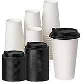 YEEHAW 100 Pack 16 oz Disposable Coffee Cups with Lids, Heat & Leak-proof Paper Cups, to Go Coffee Cups for Hot & Cold Beverage