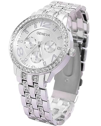 Geneva Platinum Analog Silver Dial Women's Watch KFLKDNK