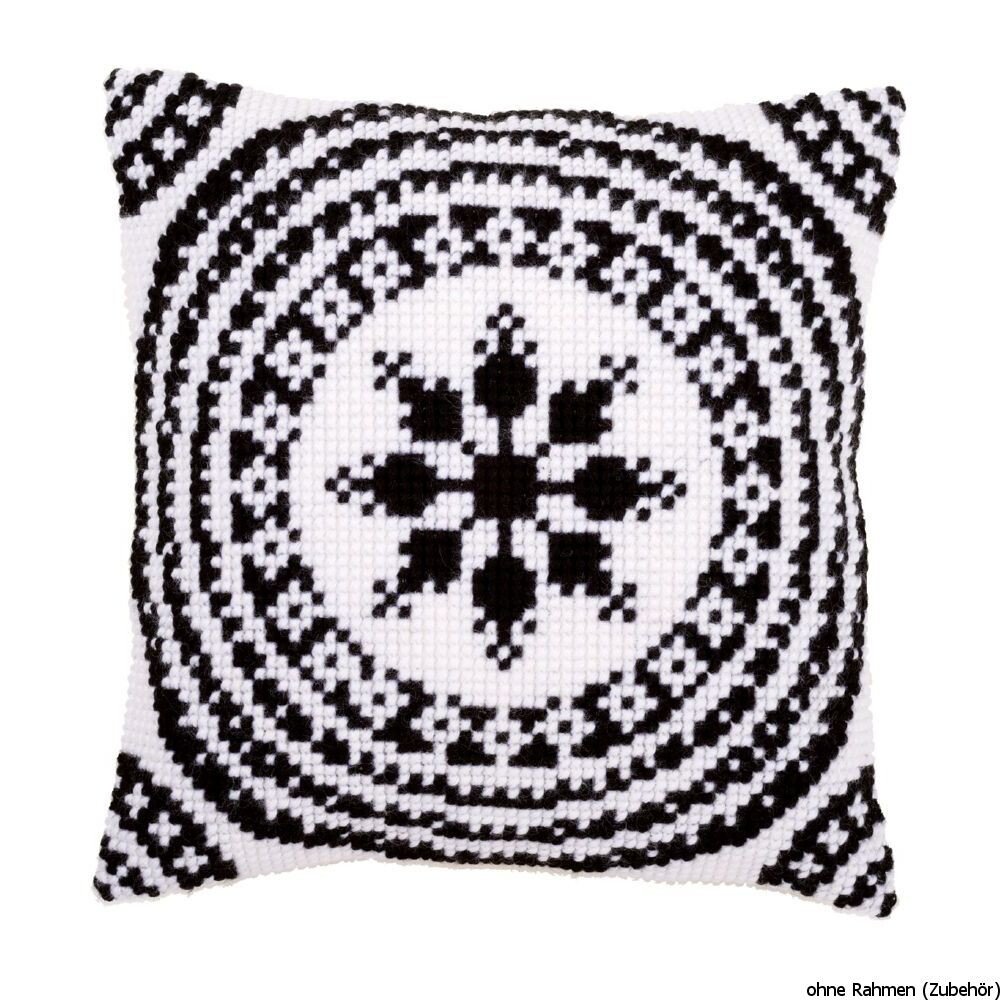 Vervaco Cushion: Black and White, Acrylic, Multi-Colour, 15 x 1 x 15 cm