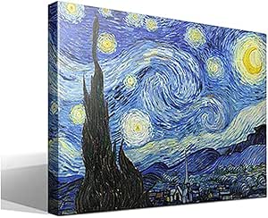 Cuadro Canvas La Noche Estrellada de Vincent Willem Van Gogh - Calidad HQ - 55 x 40