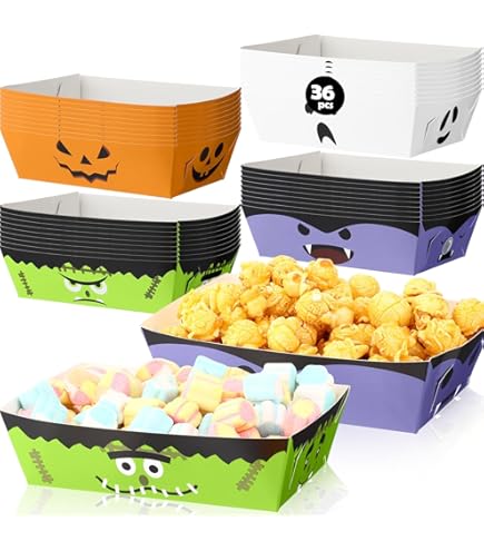Dunzoom 60 Pcs Pastel Halloween Paper Food Trays Ghost Disposable Plates Grease Resistant Ghost Food Boat Bowls Nacho Snack Hot Dog Serving Tray For Pastel Halloween Party Decorations Supplies - View #5