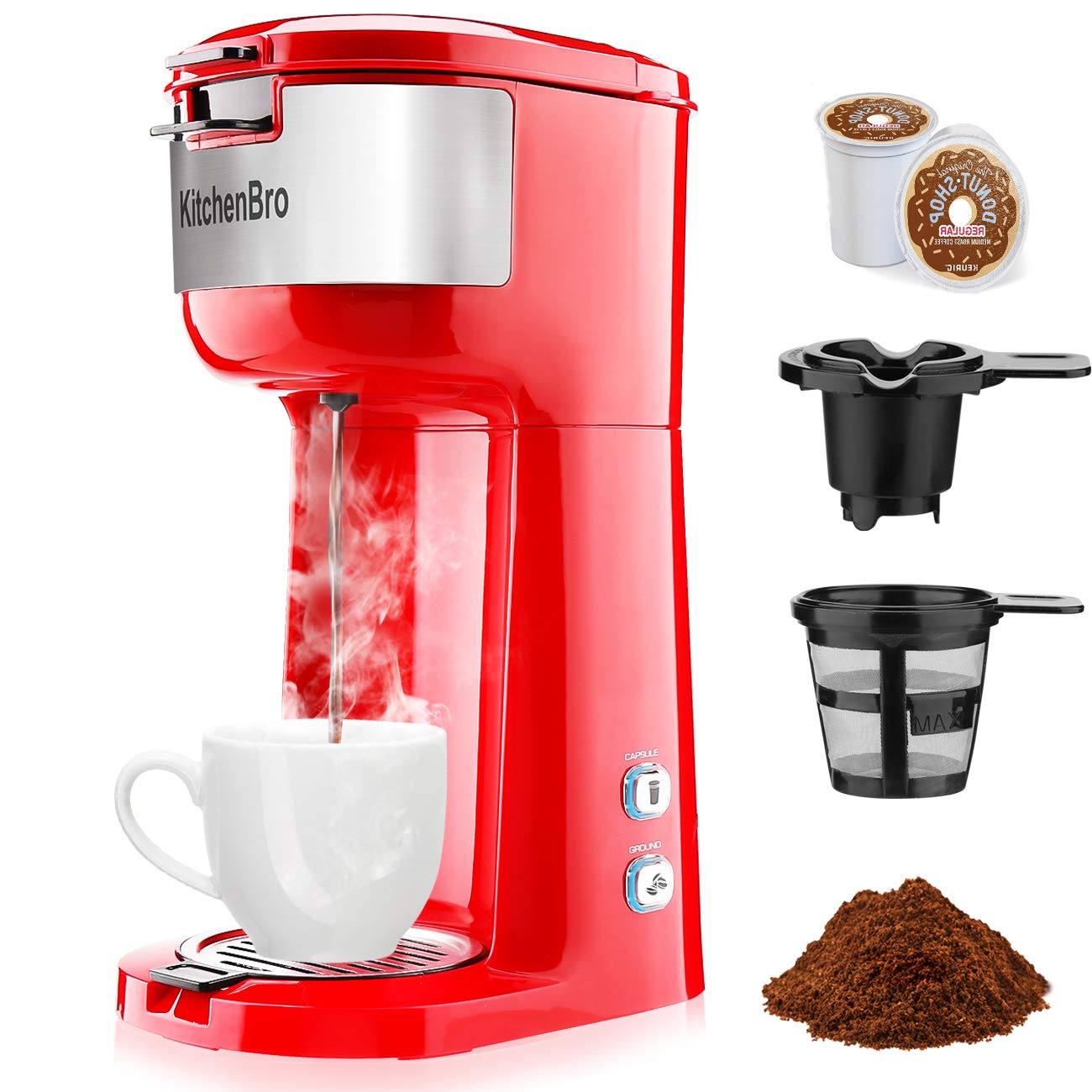 KitchenBro Single Serve Coffee for KCup Pod Capsule & Coffee